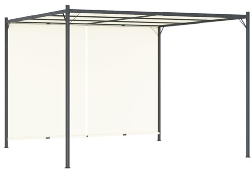 ZEYUAN Pergola mit Verstellbarem Dach, Balkon Pavillon, Beschattung Terasse, Gartenpergola, Garten Verzierung, Cremeweiß 3x3 m Stahl