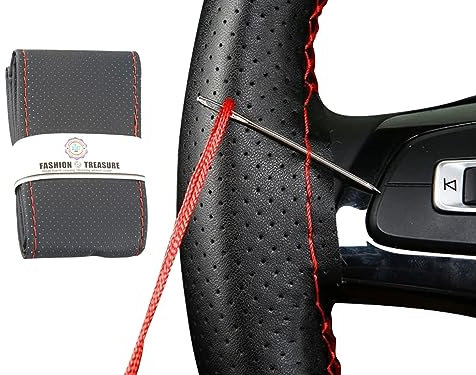 ZLXFT Couvre Volant de Bricolage en Cuir,Couvre Volant Cuir,Housse de Volant de Voiture DIY,Souple sur Le Volant de la Voiture,Leather Car Steering Wheel Stitch on Wrap Cover