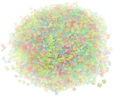 sourcing map 10000Stk Glühende Steine 3-5mm Leuchtende Kieselsteine Dekoration Dunkel Leuchtende Steine Dekoration Heimwerkerbedarf Mehrfarbig für Garten Topfpflanze Fischtank