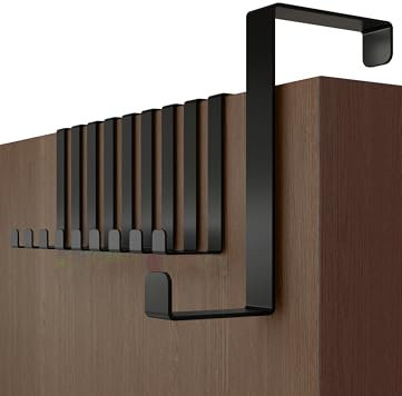 Menz Over Door Hanger – 10 pcs. in Black - Coat Hooks 3.6 cm (1.4) + 4.1 cm (1.6) - Over Door Hook for Hanging Clothes, Coat Rack