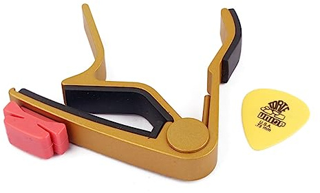 Aluminiumlegierung Gitarren Capo Clip für Ukulele und Banjo Gold | Silikonpolster, Zuverlässiger Halt, für Anfänger und Erfahrene Spieler, Praktische Klemmbauweise