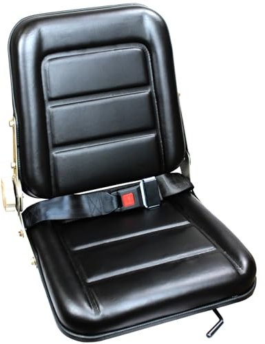 Universellt byte av gräsklippare, gaffeltrucksäte, vikbar traktorsäte, PVC-grävmaskinsstol med säkerhetsbälte, 45°-180° justerbart ryggstöd, 0-90° armstöd, glid för gräsklippare gaffeltruck