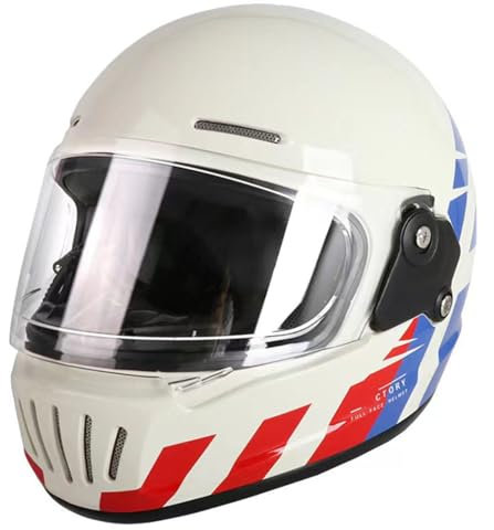 Vintage Integralhelm Retro-Motorräder Helm für Unisex Cruiser Integralhelme ECE Standard Motorrad Vier Jahreszeiten für Erwachsene Männer Women 6,XXL=63~64cm