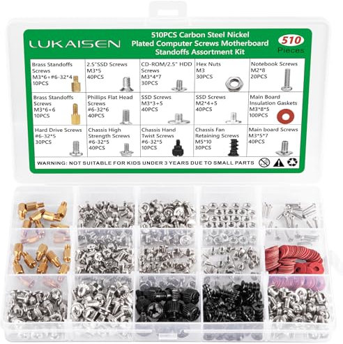 Lot de 510 vis pour PC, SSD, PC, carte mère d'ordinateur, entretoises, vis #6-32 mâle vers M3 femelle pour ventilateur de disque dur SSD 2,5, boîtier, CD-ROM, ordinateur
