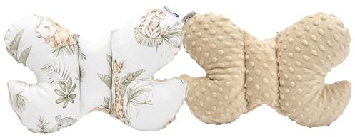 Medi Partners Almohada para bebé Mariposa 100% Algodón Minky Soporte para el Cuello niños Cochecito Viajes Dormir Almohada Rollo de repetición