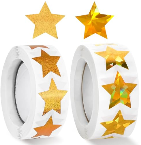 1000 pcs Autocollants Étoiles Dorées, 2,5 cm Autocollants de Récompense pour Enfants à L'école, Feuilles d'autocollants Étoiles pour Noël, Scrapbooking, DIY Cartes de Voeux, Enseignants, Parents