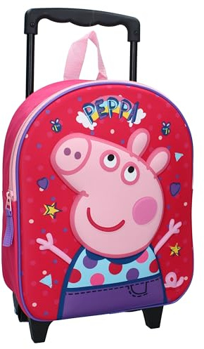 Vadobag Unisex Kinder Trolley Rugzak Peppa Friends Around Town (3D) Rucksack, Fushia, One Size