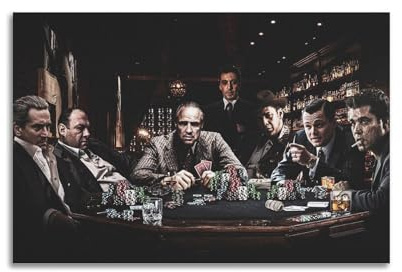 LUEXUHEY Póster de la película The Godfather de la Maffia jugando al póquer, lienzo para sala de estar, dormitorio, decoración moderna de pared para el hogar, regalo, 30 x 45 cm, estilo sin marco