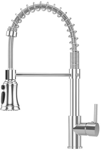 ZHKINGGS Hochdruck Küchenarmatur mit Brause Ausziehbar-3 Sprühfunktionen Wasserhahn Küche, 360°Drehbar Küchenarmaturen Armatur Küche, Edelstahl Chrom