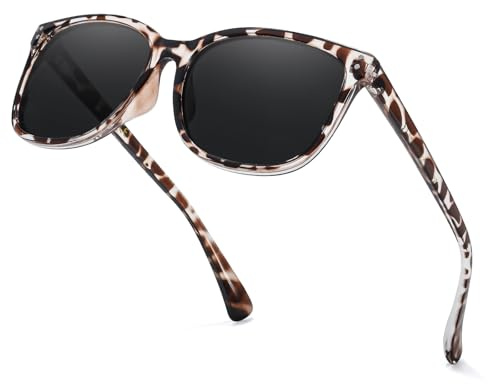 TJUTR Polarised Sunglasses for Women, Retro Oversized Square Sun Glasses, Ladies Sunglasses with UV Protection for Driving Travel
