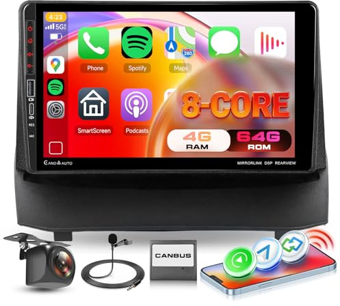 8 Core 4G+64G 5GWifi Car Radio Stereo for Ford Fiesta 2009-2014 | Hodozzy 9 1280P Touchscreen Tiesta Radio with Type-C/USB CarPlay Android Auto DSP/32EQ BT5.0 GPS 63UIs SWC Reverse Camera