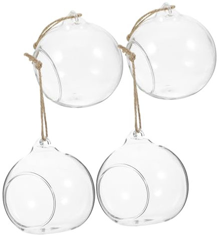DONFAMDS 5piezas Jarrón Colgante De Vidrio Portavelas Led Forma De Bola Esférica para Decoración De Jardín y Contenedor De Flores De Cristal