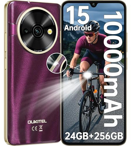 OUKITEL C59 Pro Android 15 Téléphone Portable Débloqué - 24Go + 256Go/1To 6.88 Pouces HD+ 90Hz, 10000mAh 120 LM 13MP, Smartphone, 171.2*77.8*13.4mm, poids 293g Dual SIM 4G,Fingerprint/Face ID/GPS/NFC