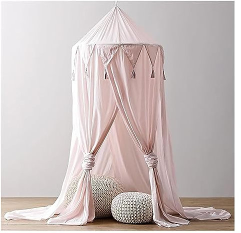 BCATTAW Himmelbett-Vorhang, Moskitonetz, Betthimmelzelt, rund, kuppelförmig, Bettvorhänge, hängende Prinzessinnen-Baldachin, Schlafzimmerdekoration (Farbe: Rosa)