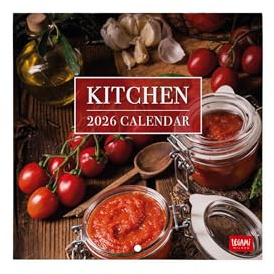 Legami - Calendrier Mural 2026, Kitchen, Petit Calendrier Mural, 12 Mois et Planificateur D'année, En 6 Langues, Espace pour Notes, Signes du Zodiaque, Jours Fériés Internationaux, 18 X 18 Cm