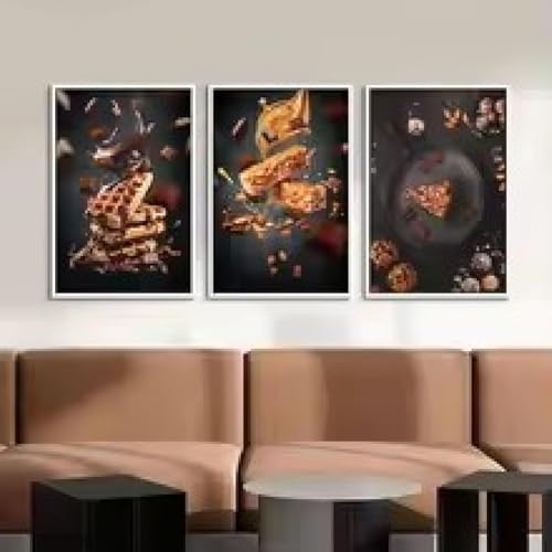 XBTYKPB Affiches et impressions sur toile « Café et douceurs » pour décoration murale, restaurant, pâtisserie, 40 x 60 cm, 3 x cadre inclus