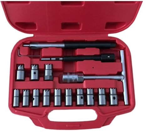 Herramientas for asiento extractor de inyector y limpiador de carbón, juego de fresas universales, 17 Uds. para profesionales y aficionados al bricolaje