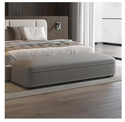 GLigeT Bettbank Leichter Luxus-Betthocker, Nachttischhocker, einfacher moderner Schlafzimmer-Nachttisch, Lederbettcouch, Garderoben-Langbank Schlafzimmerbank(Light Gray)