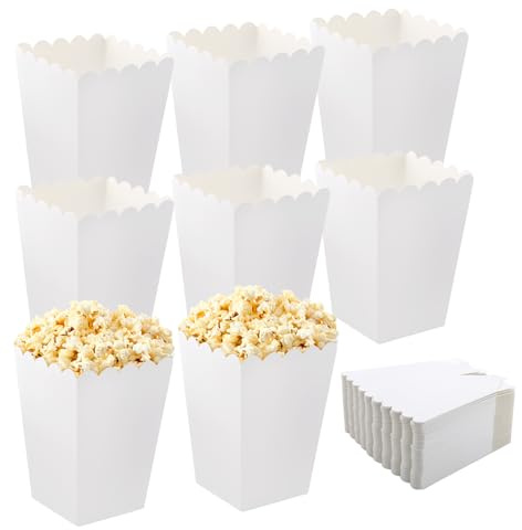 50 Pezzi Scatola di Popcorn Bianca, Popcorn Scatole di Carta Mini Contenitori Carta per Popcorn, Sacchetti Pop Corn, per Posizionare Popcorn e Snack in Cinema Feste Picnic Feste (Bianco) (Bianco)