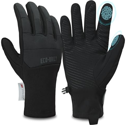 Eco-daily Fahrradhandschuhe Warme Winterhandschuhe Herren Damen,Fahrrad Touchscreen Handschuh with 3M Thinsulate Insulation für Radfahren,Mountainbike,Rennrad（Schwarz,L