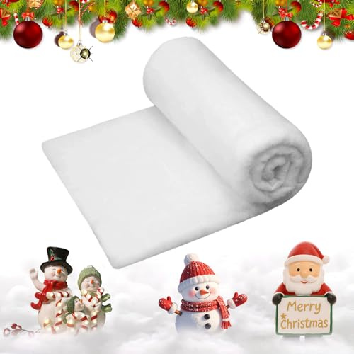 Zyluniy Manta de Nieve Navideña 240 x 90 cm Alfombra de Nieve Artificial Esponjosa para Pueblo y Árbol de Navidad, para Decorar árboles de Navidad Mesas Escaleras y Ventanas