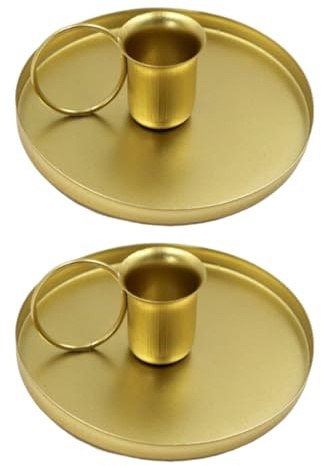 UZEXYO Gold Candlestick Holders Set of 2 Metal Taper Candle Holder Retro Chamberstick Single Candle Stand for Wedding Party Table Decor