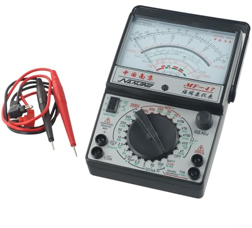 Volakebeing for Analog Multimeter for AC/DC Voltage, Current, Resistance and Battery Testing - -47 Voltmeter with .5V & 9V Power Supply, Plastic Housing, Black