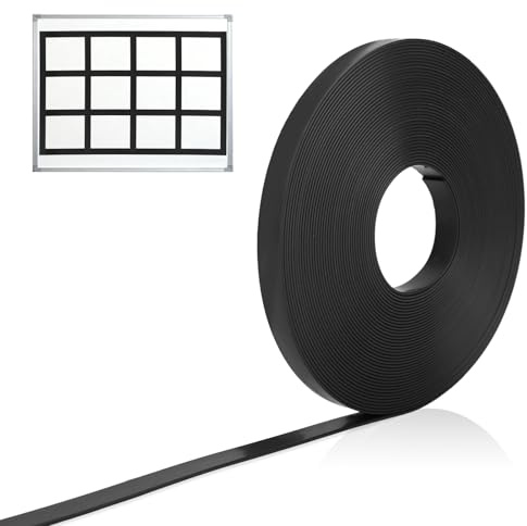 Cinta Magnética en Rollo, Tiras Finas 10m Largo Bordes Magnéticos para Pizarras Blancas Separadores Pizarras Gráficas Accesorios Arte para Oficina Cinta Marcar Líneas Aulas Escolares (Negra)