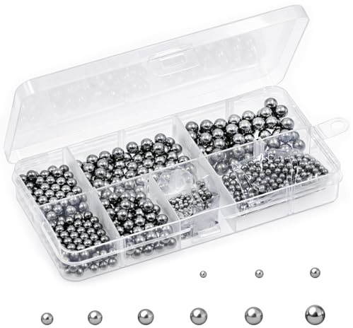 Mardatt 720Pcs 9 Sizes Metric 304 Stainless Steel Balls Assortment Kit, 2mm 2.5mm 3mm 3.5mm 4mm 4.5mm 5mm 5.5mm 6mm Bicycle Bearing Balls