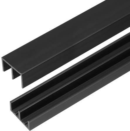 sourcing map 4Set Plastic Sliding Door Track, 2.95Ft Sliding Glass Cabinet Window Track Hardware Set for 1/4 Thick Panels, for Small Bypassing Closet Door, Black