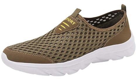 Scarpe da uomo Breeze, scarpe estive da uomo, scarpe da passeggio, scarpe da ginnastica senza lacci, traspiranti, per il tempo libero, sportive, antiscivolo, da jogging, cachi, 43 EU