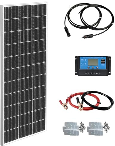 100W Solarpanel Kit Solar Set 12V, Wohnwagen Camper Solaranlage | Solarmodul Komplett Set+20A 12V/24V Solarladeregler+Solarkabel für 12V Batterien Wohnmobil Garten Balkon Autodach