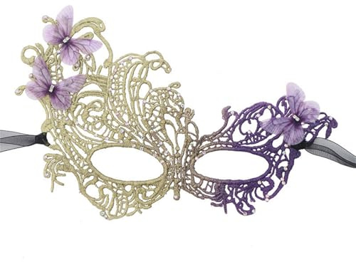 Zanisouta Masque en dentelle pour homme dégradé de couleurs - Pour fête, mascarade, carnaval, Halloween, cosplay, demi-visage - Décoration papillon - Venise - Masque de bal de fin d'année