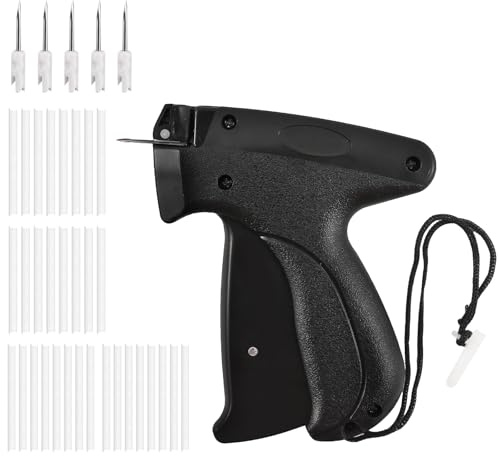 cupeohome Pistola de etiquetado de ropa, etiquetadora de ropa, dispositivo de fijación rápida para ropa, con 5 agujas de repuesto, 3000 agujas de plástico, para fijación rápida de ropa, color negro
