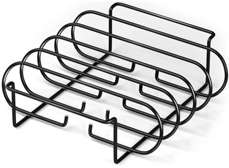 Supporto verticale a coste – Supporto per barbecue ad alte prestazioni in acciaio con 4 fessure, verticale e, base per affumicatura con circolazione 'aria uniforme, robusto