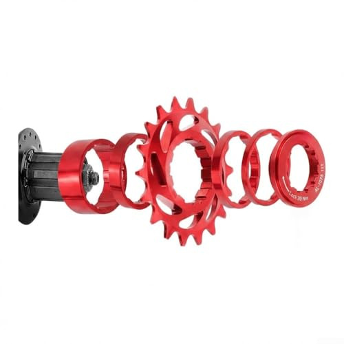 ZiStarlilife Bicicleta de una sola velocidad piñón libre 16T 18T con anillos espaciadores y anillo de bloqueo CNC aleación de aluminio para MTB y bicicletas de engranaje fijo (rojo-16T)
