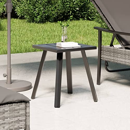 SooIarix Tavolo da giardino in acciaio antracite con design a doghe, 34 x 34 x 38 cm, stabile, verniciato a polvere, resistente alle intemperie, ideale per giardino, lounge all'aperto, balcone