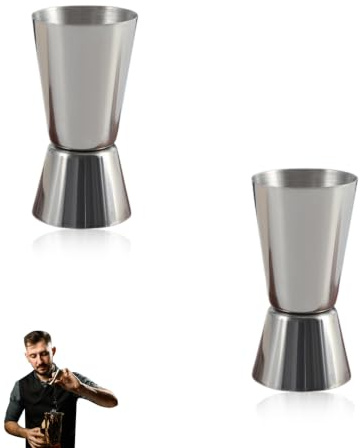 2 Pcs Cocktail Measure,Alcohol Measures for Spirits,Shot Measure 25ml & 50ml,Alcohol Double Measuring Cup,Stainless Drinks Measurement,Home Wine Measurements,Dual Measures Cups for Bar,Drink Shaker