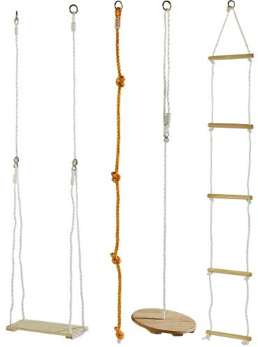 Playtastic UFO-Schaukel: 4-teiliges Schaukel- und Kletterset für Kinder (Kinder für Baumhaus, für Kletterturm, Set)