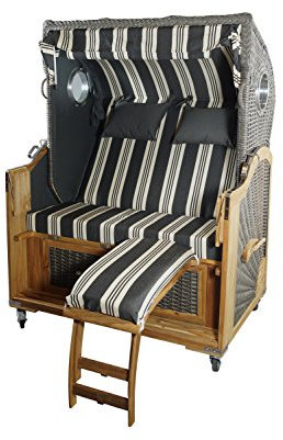Strandkorb Mocca Duo Spezial 2,5-Sitzer, grau/Weiss gestreift