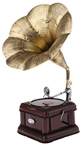 SM SunniMix Vintage Trichter Schellackplatte Grammofon Modell, Golden