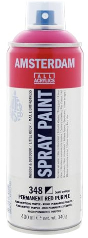 Amsterdam Spray Paint - Permanent Red Purple 348-400 ml Water-Based Semi-Opaque - High-Quality Lightfast Pigments - Low-Odor & Solvent-Free - Ideal for Studio Use & Various Surfaces