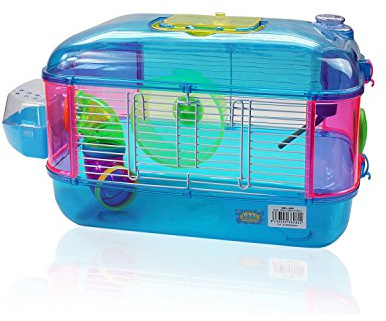 DI ZE LIN PET HOME S.L DZL® Jaula para Hamster de plástico Duro, caseta Bebedero comedero Rueda Todo Incluido (40 * 26 * 26 1 Piso, Color Aleatorio)
