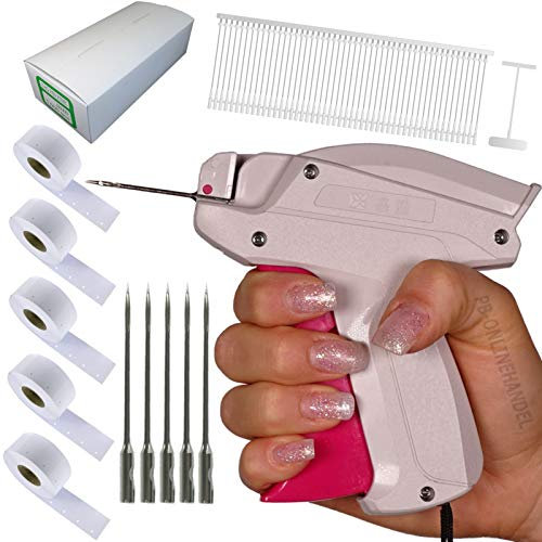 Etikettierpistole SF-9FL FEIN 'Heavy Duty' EXTRA LANGE Nadel [Set 7] + 5.000 Classic-Heftfäden + 5.000 Kartonetiketten 30x40mm + 5 Ersatznadeln extra lang + stark Tag Gun | PB-Onlinehandel