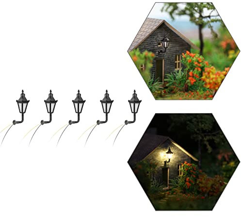 Evemodel LBD06 5 Piezas farola de Exterior para modelismo ferroviario Escala 1:200-220 (Z) Farola de Exterior para colocacion en Muro Voltaje 12V