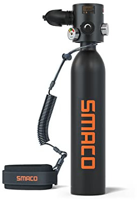 SMACO Mini Tauchflasche 1L Kleine Sauerstoffflasche Tauchen Mini Taucherflasche bis zu 15 Minuten Tauchen Sauerstofftank Taucher Set Tauchausrüstung Tragbare S500