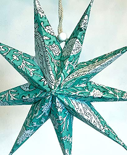 Infinity Decor Handgefertigte hängende Papiersterne mit 3D-Streifen, Weihnachtsdekoration, Raumdekoration, Laterne, Weihnachtsbeleuchtung, Partyzubehör, Baumspitze (grün)