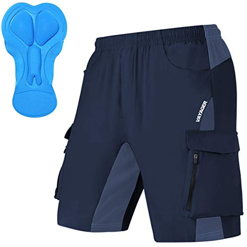 VAYAGER MTB Hose Herren Kurz Radhose, 3D Gepolstert Fahrradhose Mountainbike Fahrrad Shorts für Herren, Schnelltrocknende Outdoor Radlerhose MTB Bike Shorts