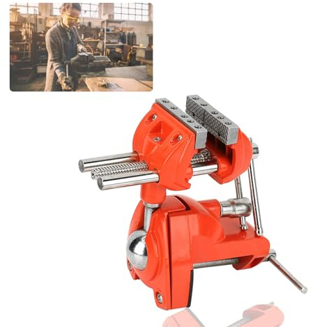 Table Vise,Vices For Workbench Mini 360° Rotating Clamp Vise Heavy Duty Double Swivel Rotating Vise,Adjustable 70mm Jaw Width Vise Multi Purpose Pipe Vise Bench Vices for Woodworking,Welding