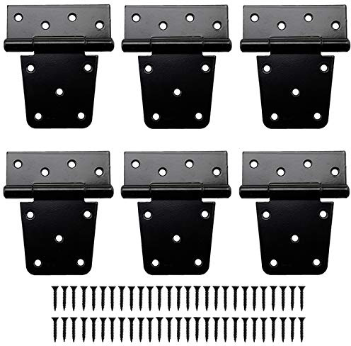 3.5-Inch Shed Hinges Square Barn Door Heavy Duty Gate Hinges, Black (6 Pack, Screws Included)